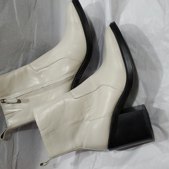 Steve Madden Lina bone leather chunky heel square toe ankle‎ boots size 11 new - Picture 1 of 11